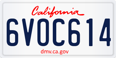 CA license plate 6VOC614