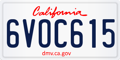 CA license plate 6VOC615