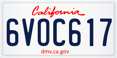 CA license plate 6VOC617