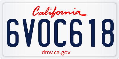 CA license plate 6VOC618