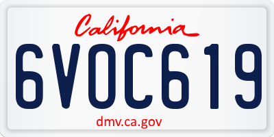 CA license plate 6VOC619