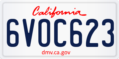 CA license plate 6VOC623
