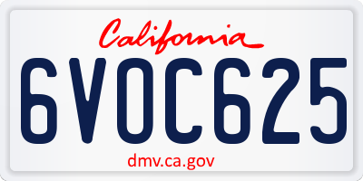 CA license plate 6VOC625