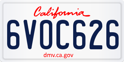 CA license plate 6VOC626