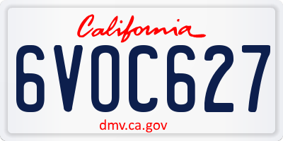 CA license plate 6VOC627