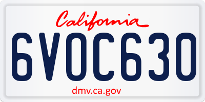 CA license plate 6VOC630