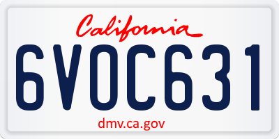 CA license plate 6VOC631