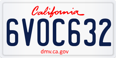 CA license plate 6VOC632