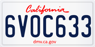 CA license plate 6VOC633