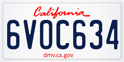 CA license plate 6VOC634