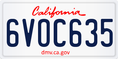 CA license plate 6VOC635