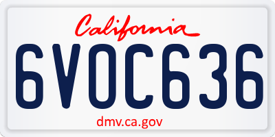 CA license plate 6VOC636