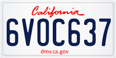 CA license plate 6VOC637