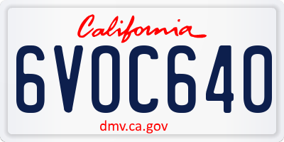 CA license plate 6VOC640