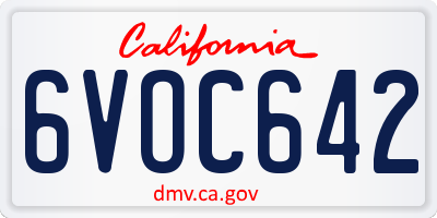 CA license plate 6VOC642
