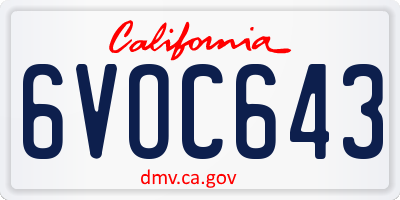 CA license plate 6VOC643