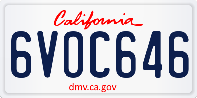 CA license plate 6VOC646
