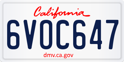 CA license plate 6VOC647