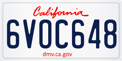 CA license plate 6VOC648