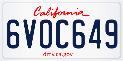 CA license plate 6VOC649