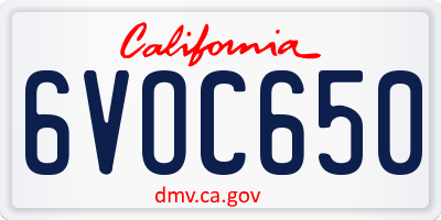 CA license plate 6VOC650