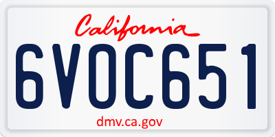 CA license plate 6VOC651