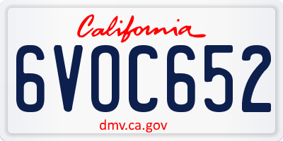 CA license plate 6VOC652