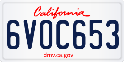 CA license plate 6VOC653
