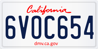 CA license plate 6VOC654