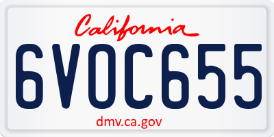 CA license plate 6VOC655