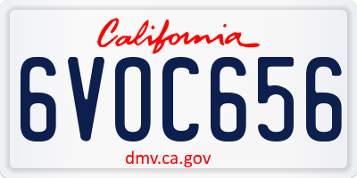 CA license plate 6VOC656