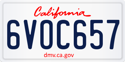 CA license plate 6VOC657