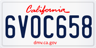 CA license plate 6VOC658