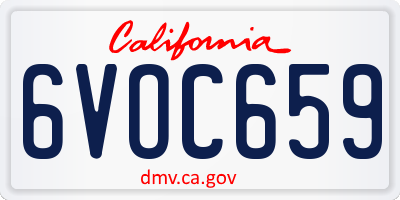 CA license plate 6VOC659