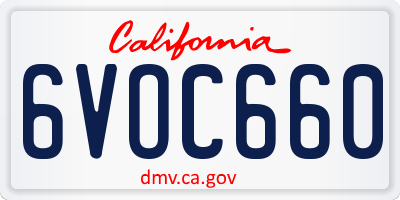 CA license plate 6VOC660