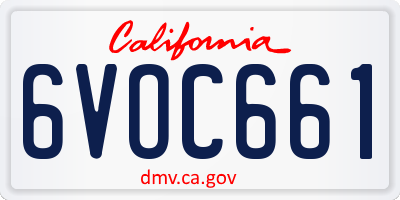 CA license plate 6VOC661