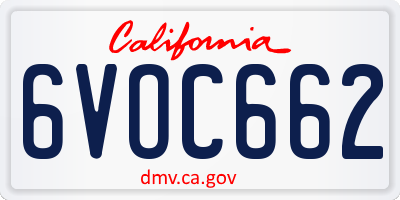 CA license plate 6VOC662
