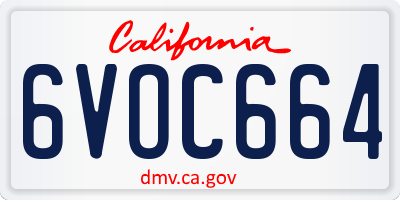 CA license plate 6VOC664