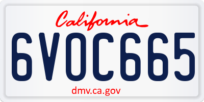 CA license plate 6VOC665