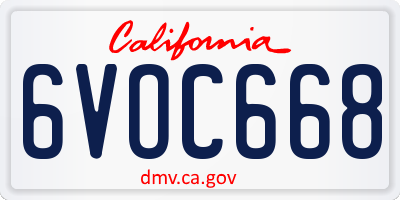 CA license plate 6VOC668