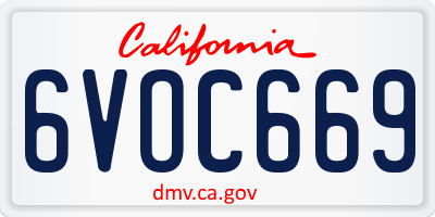 CA license plate 6VOC669