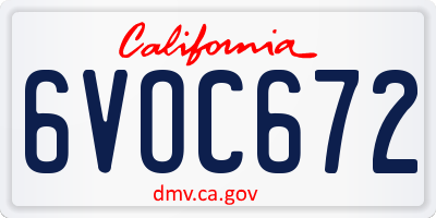 CA license plate 6VOC672