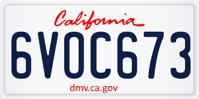CA license plate 6VOC673