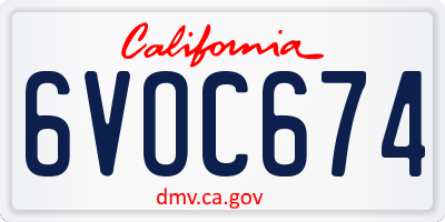 CA license plate 6VOC674