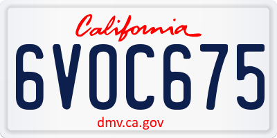 CA license plate 6VOC675