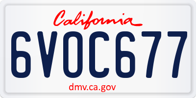 CA license plate 6VOC677