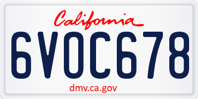 CA license plate 6VOC678