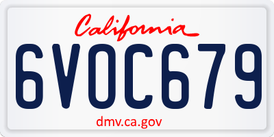 CA license plate 6VOC679