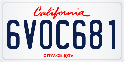 CA license plate 6VOC681