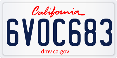 CA license plate 6VOC683